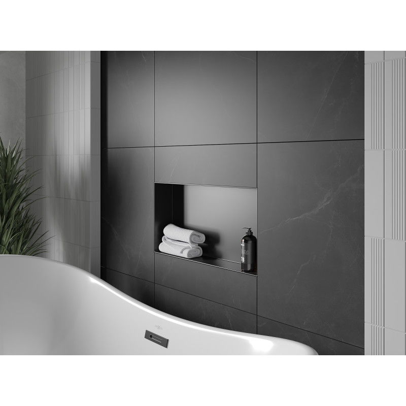 Mexen X-Wall-NR vestavná polička bez límce 60 x 30 cm, černá - 1971603010