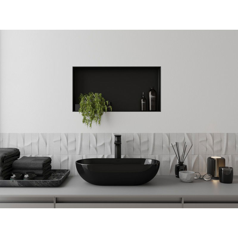 Mexen X-Wall-NR vestavná polička bez límce 60 x 30 cm, černá - 1971603010