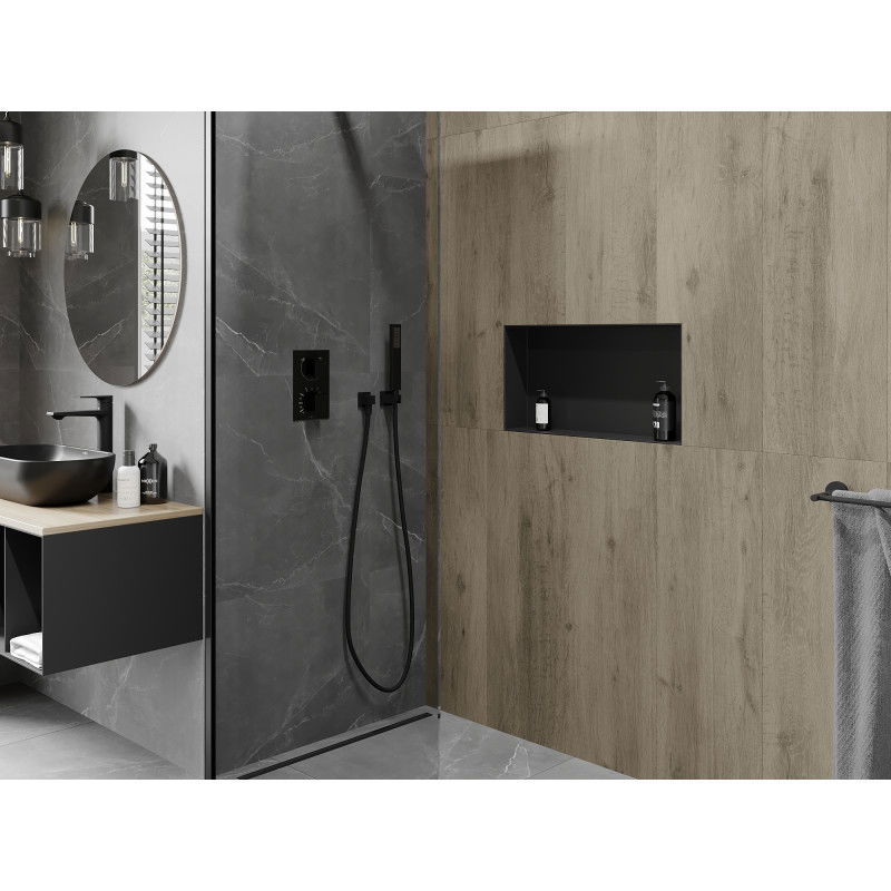 Mexen X-Wall-NR vestavná polička bez límce 60 x 30 cm, černá - 1971603010