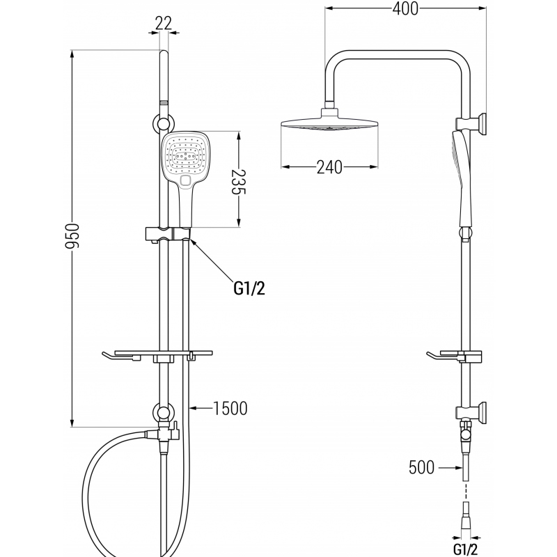 Mexen T17 sprchový sloup, chrom/bílá - 798171793-02