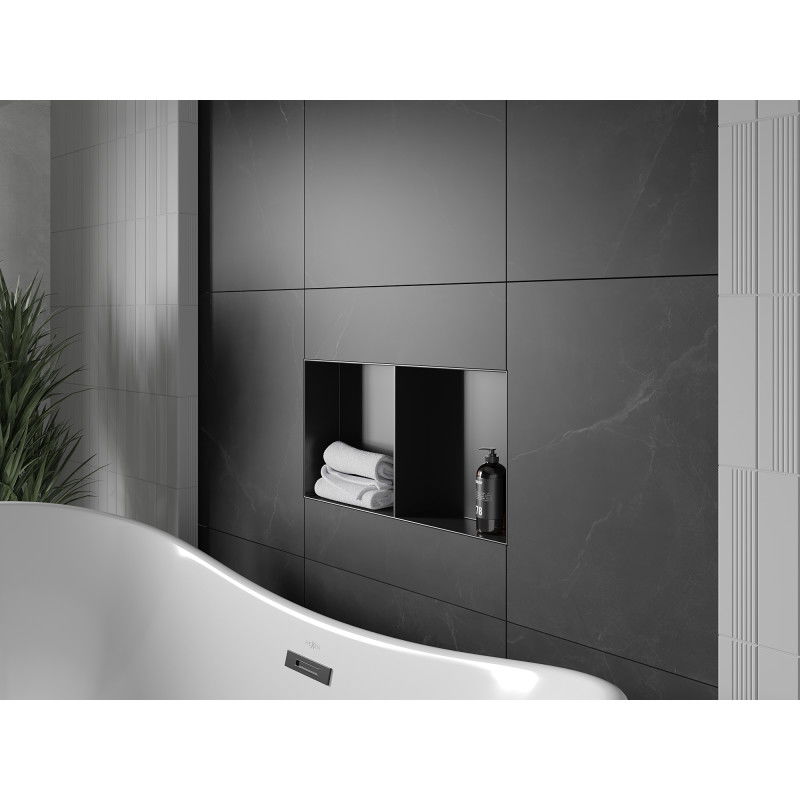 Mexen X-Wall-NR výklenková police bez lemu s policí 60 x 30 cm, černá - 1971603010S