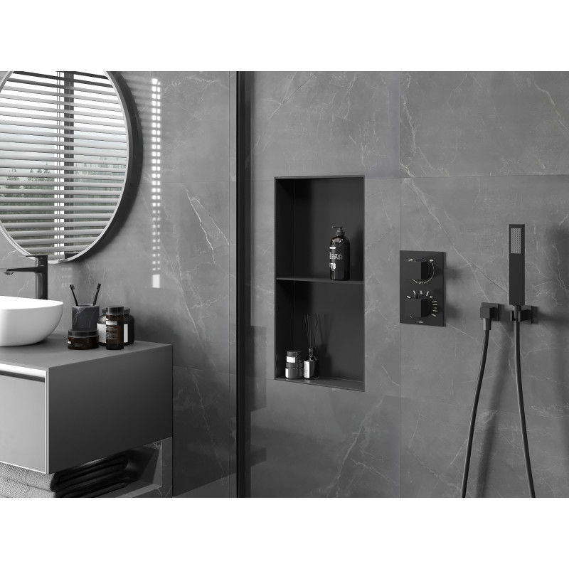 Mexen X-Wall-NR výklenková police bez lemu s policí 60 x 30 cm, černá - 1971603010S