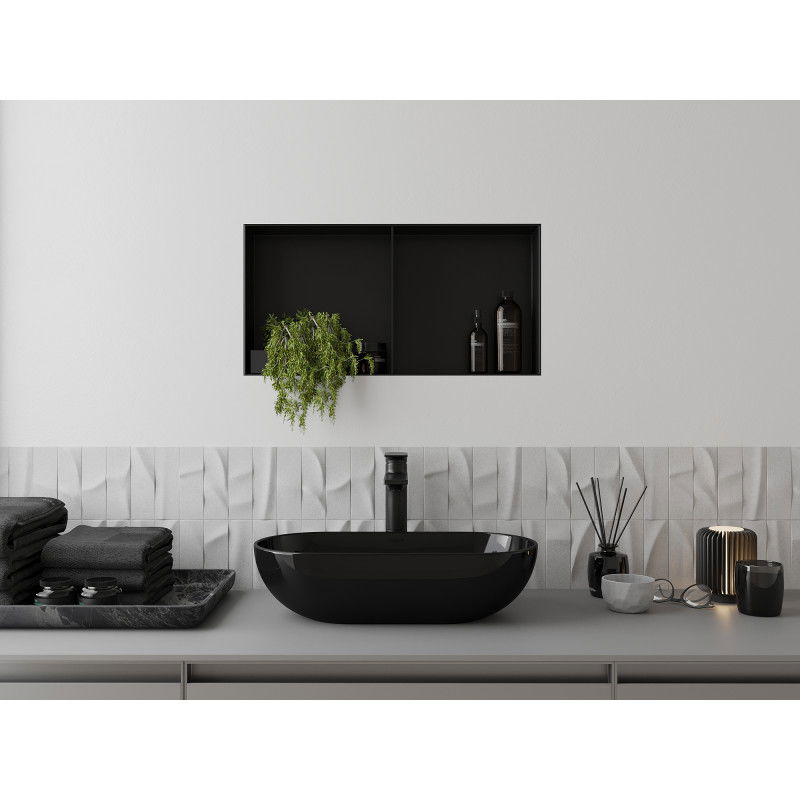 Mexen X-Wall-NR výklenková police bez lemu s policí 60 x 30 cm, černá - 1971603010S