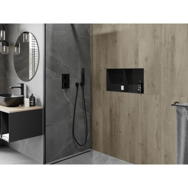 Mexen X-Wall-NR výklenková police bez lemu s policí 60 x 30 cm, černá - 1971603010S