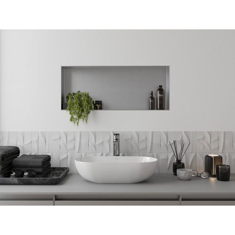 Mexen X-Wall-NR vestavná police bez rámečku 75 x 30 cm, nerez - 1911753010