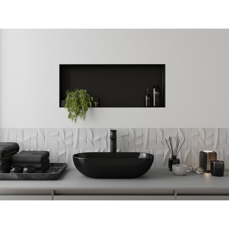 Mexen X-Wall-NR výklenková police bez límce 75 x 30 cm, černá - 1971753010