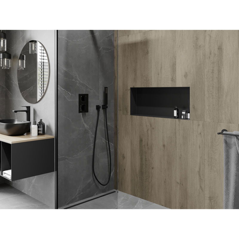 Mexen X-Wall-NR výklenková police bez límce 75 x 30 cm, černá - 1971753010