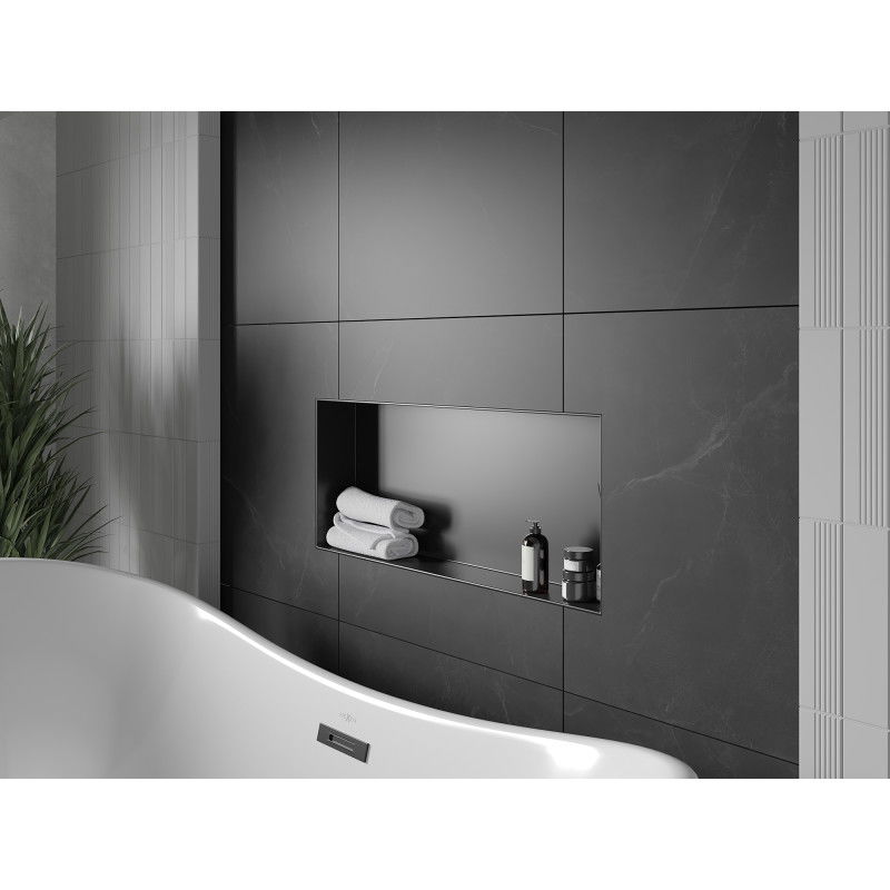 Mexen X-Wall-NR výklenková police bez límce 75 x 30 cm, černá - 1971753010