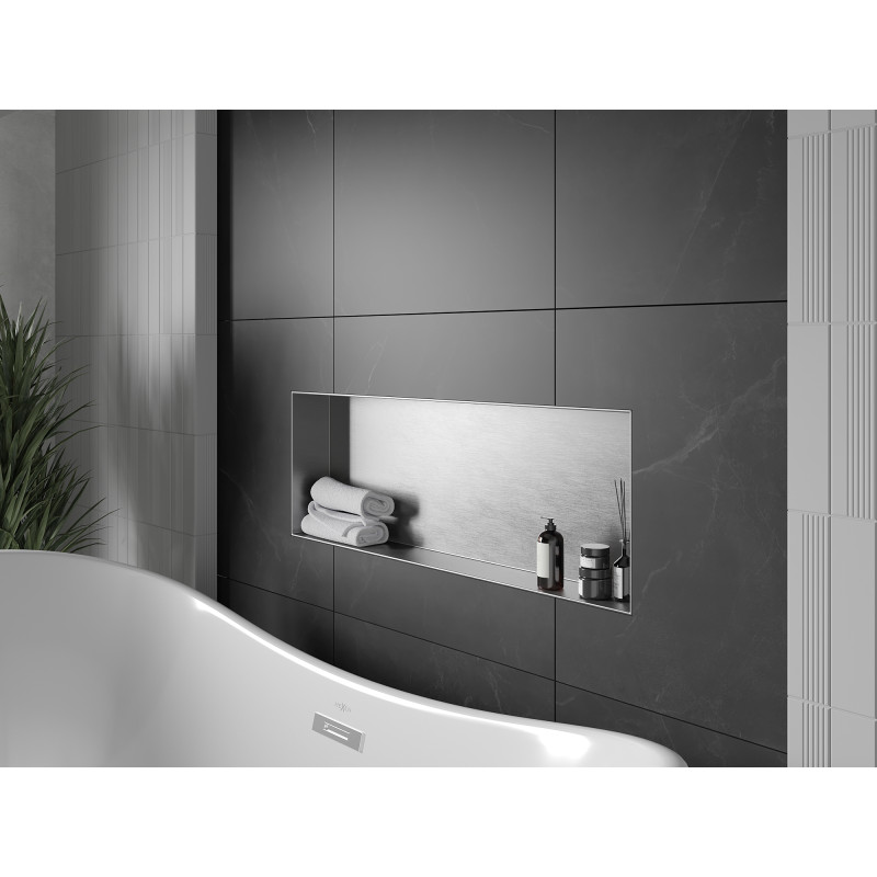 Mexen X-Wall-NR výklenková police bez lemu 90 x 30 cm, inox - 1911903010