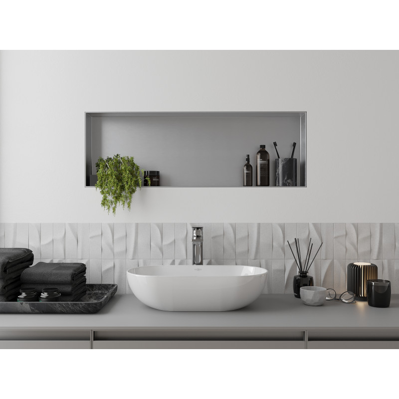 Mexen X-Wall-NR výklenková police bez lemu 90 x 30 cm, inox - 1911903010