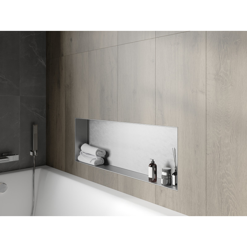 Mexen X-Wall-NR výklenková police bez lemu 90 x 30 cm, inox - 1911903010