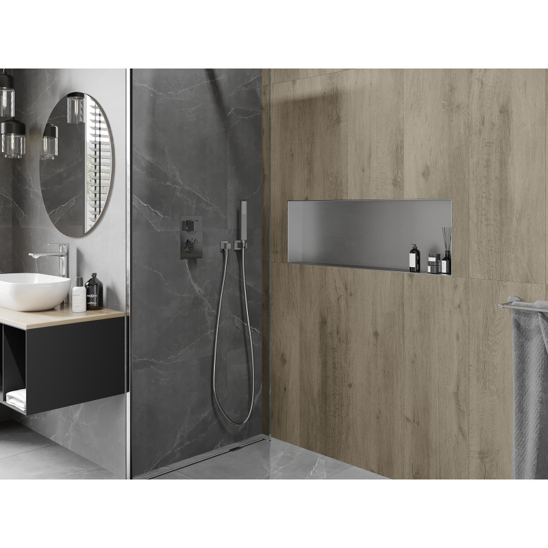 Mexen X-Wall-NR výklenková police bez lemu 90 x 30 cm, inox - 1911903010