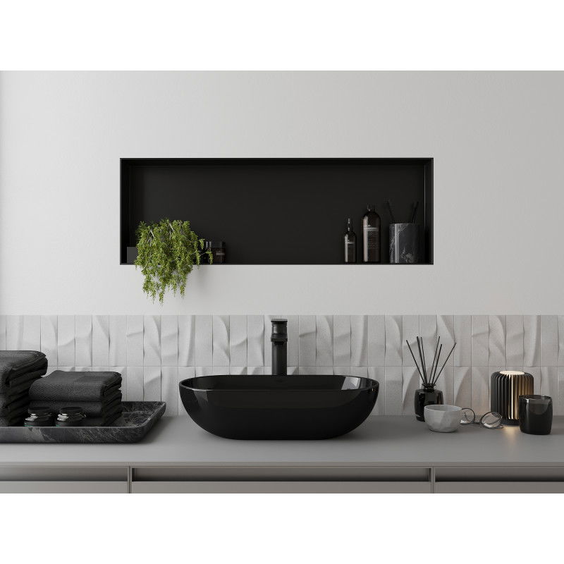 Mexen X-Wall-NR vestavná police bez límce 90 x 30 cm, černá - 1971903010