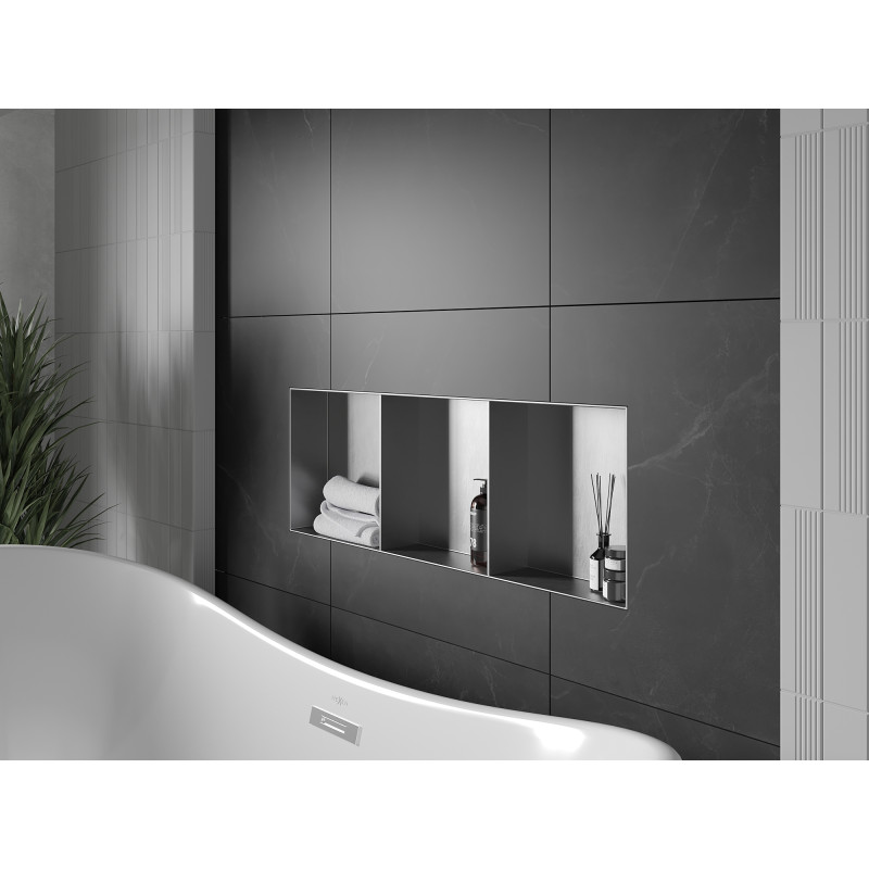 Mexen X-Wall-NR nástěnná police bez límce s policí 90 x 30 cm, inox - 1911903010S