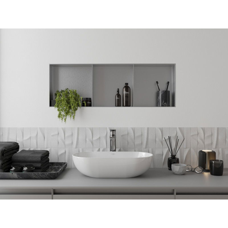 Mexen X-Wall-NR výklenková police bez límce s policí 90 x 30 cm, inox - 1911903010S