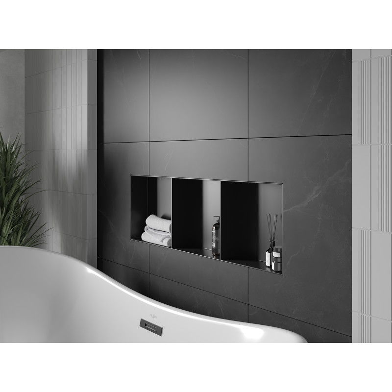 Mexen X-Wall-NR niková polička bez příruby s poličkou 90 x 30 cm, černá - 1971903010S