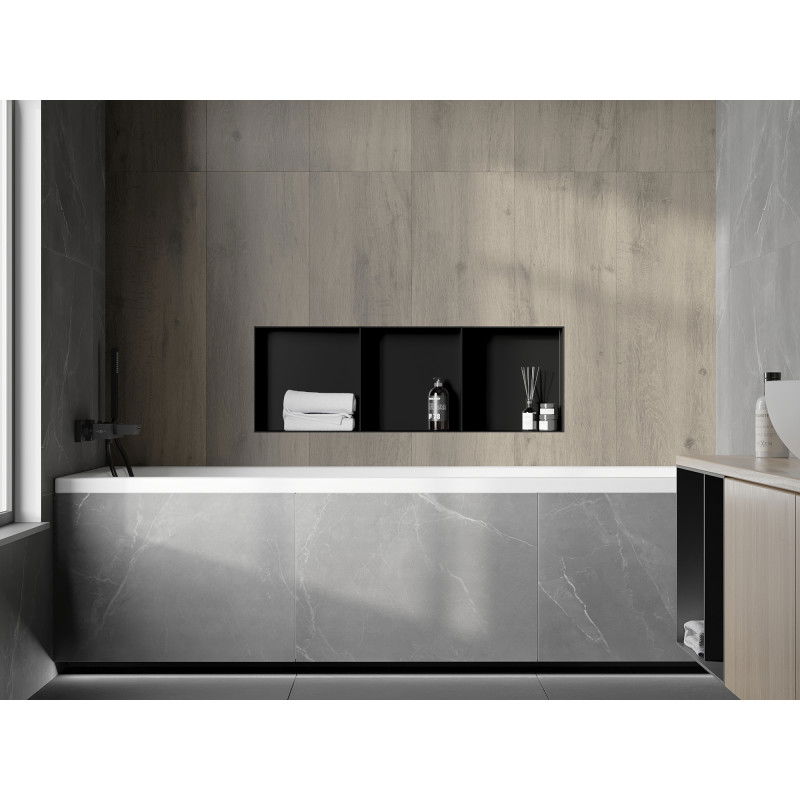 Mexen X-Wall-NR niková polička bez příruby s poličkou 90 x 30 cm, černá - 1971903010S