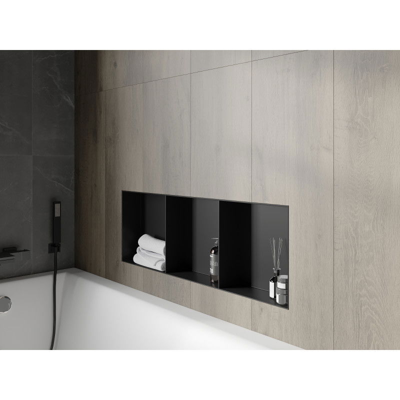 Mexen X-Wall-NR niková polička bez příruby s poličkou 90 x 30 cm, černá - 1971903010S