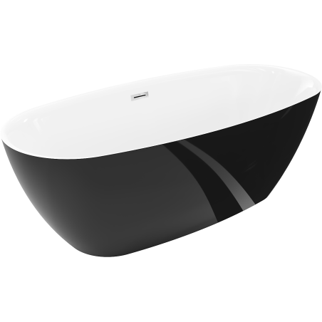 Mexen Luvo Slim volně stojící vana 170 x 75 cm, bílá/černá, přepad chrom - 52801707575-01