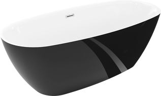 Mexen Luvo Slim volně stojící vana 170 x 75 cm, bílá/černá, přepad chrom - 52801707575-01