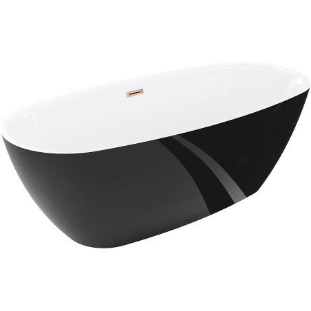 Mexen Luvo Slim volně stojící vana 170 x 75 cm, bílá/černá, přepad růžové zlato - 52801707575-60