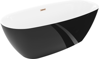 Mexen Luvo Slim volně stojící vana 170 x 75 cm, bílá/černá, přepad růžové zlato - 52801707575-60