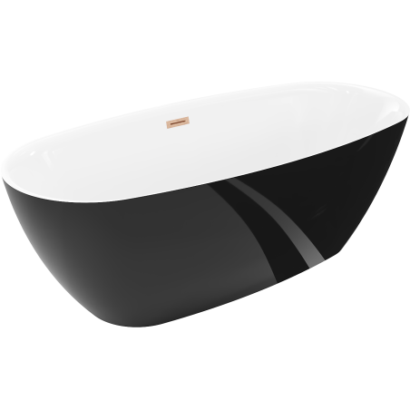 Mexen Luvo Slim volně stojící vana 170 x 75 cm, bílá/černá, přepad měď kartáčovaná - 52801707575-65
