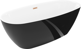 Mexen Luvo Slim volně stojící vana 170 x 75 cm, bílá/černá, přepad měď kartáčovaná - 52801707575-65