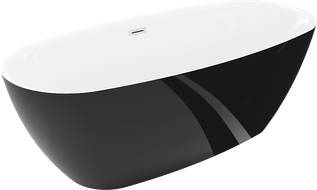 Mexen Luvo Slim volně stojící vana 170 x 75 cm, bílá/černá, přepad nikl kartáčovaný - 52801707575-97