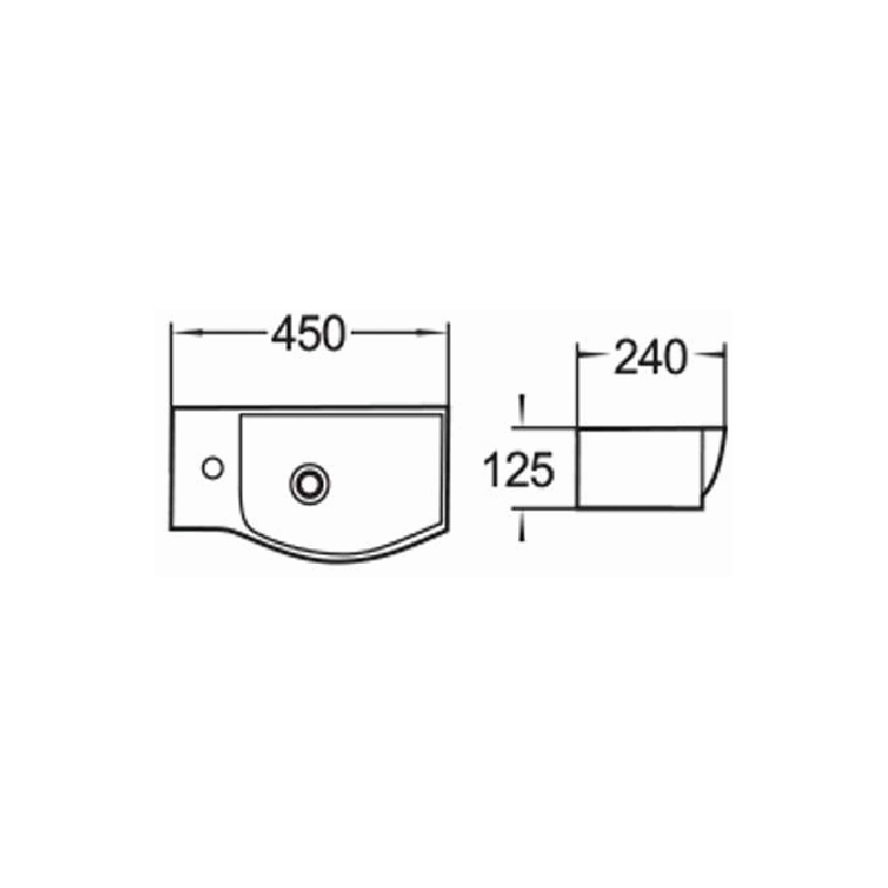 Mexen Hugo umyvadlo na desku levé 45 x 24 cm, bílá - 21254500L