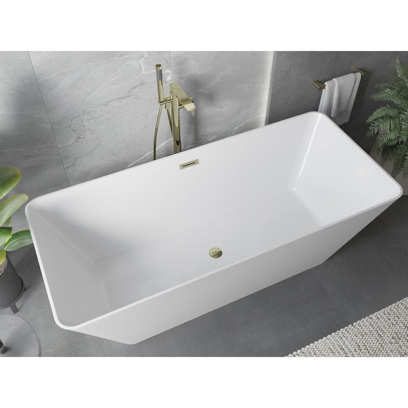 Mexen Velo Slim volně stojící vana 170 x 75 cm, bílá, přepad zlatý - 52811707500-50