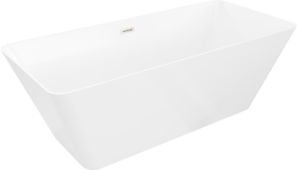 Mexen Velo Slim vana volně stojící 170 x 75 cm, bílá, přepad kartáčovaný nikl - 52811707500-97