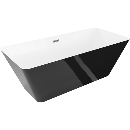 Mexen Velo Slim volně stojící vana 170 x 75 cm, bílá/černá, přepad gun gray kartáčovaný - 52811707575-66
