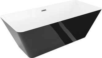 Mexen Velo Slim volně stojící vana 170 x 75 cm, bílá/černá, přepad gun gray kartáčovaný - 52811707575-66