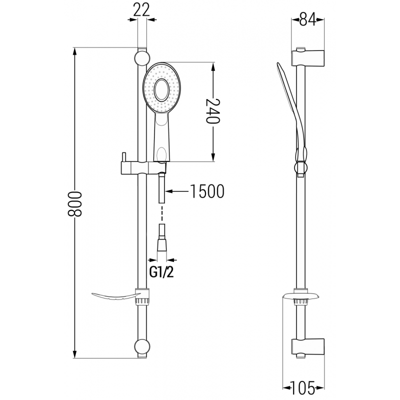 Mexen DF73 sprchová sada posuvná, černá - 785734582-70