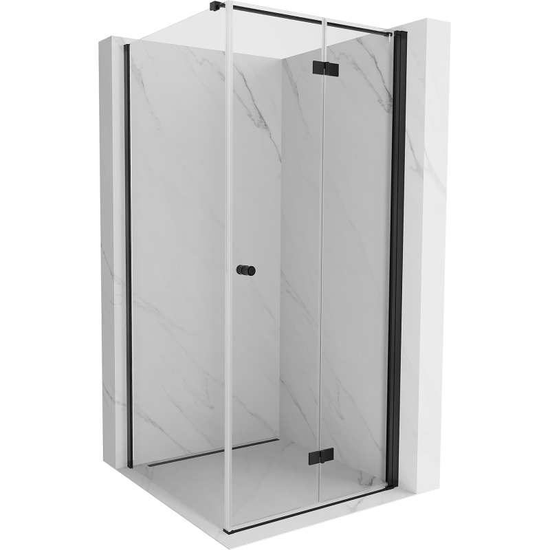 Mexen Mist-F skládací sprchový kout pravý 100 x 100 cm, transparentní, černá - 8A6T-100-100-70-00-P