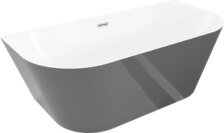 Mexen Oval Slim volně stojící přístěnná vana 170 x 80 cm, bílá/šedá, přepad chrom - 52661708062-01