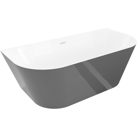 Mexen Oval Slim samostatně stojící vanová stěna 170 x 80 cm, bílá/šedá, bílý přepad - 52661708062-20