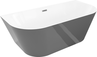 Mexen Oval Slim volně stojící wanna přisazená 170 x 80 cm, bílá/šedá, přepad gun gray kartáčovaný - 52661708062-66