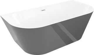 Mexen Oval Slim volně stojící vana ke zdi 170 x 80 cm, bílá/šedá, přepad kartáčovaný nikl - 52661708062-97