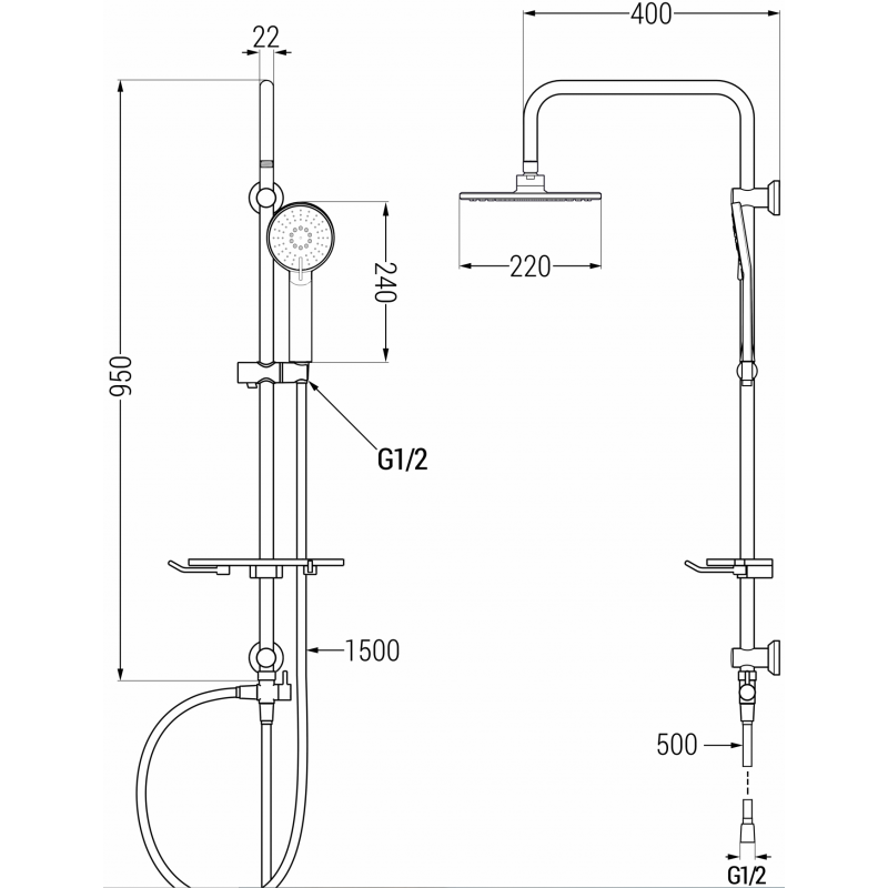 Mexen T40 sprchový sloup, chrom - 798404093-00