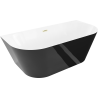 Mexen Oval Slim volně stojící přisazená vana 170 x 80 cm, bílá/černá, zlatý kartáčovaný přepad - 52661708075-55