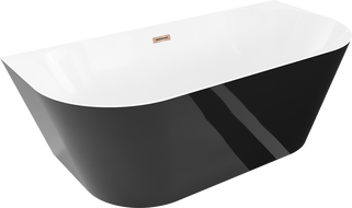 Mexen Oval Slim volně stojící vana u zdi 170 x 80 cm, bílá/černá, přepad růžové zlato - 52661708075-60