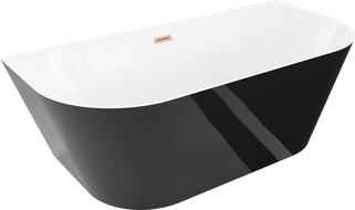 Mexen Oval Slim vana volně stojící u stěny 170 x 80 cm, bílá/černá, přepad měď kartáčovaná - 52661708075-65