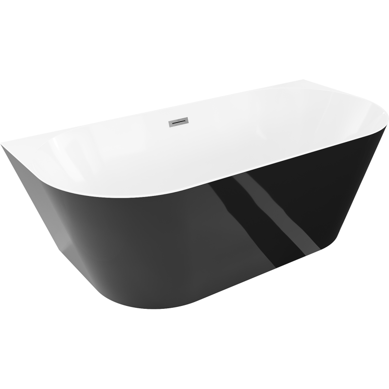 Mexen Oval Slim volně stojící nástěnná vana 170 x 80 cm, bílá/černá, přepad gun gray kartáčovaný - 52661708075-66