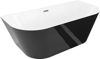 Mexen Oval Slim volně stojící nástěnná vana 170 x 80 cm, bílá/černá, přepad gun gray kartáčovaný - 52661708075-66