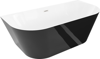 Mexen Oval Slim volně stojící přístěnná vana 170 x 80 cm, bílá/černá, přepad nikl kartáčovaný - 52661708075-97