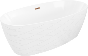 Mexen Olea volně stojící vana vzor 170 x 80 cm, bílá, přepad růžové zlato - 52821708000-60