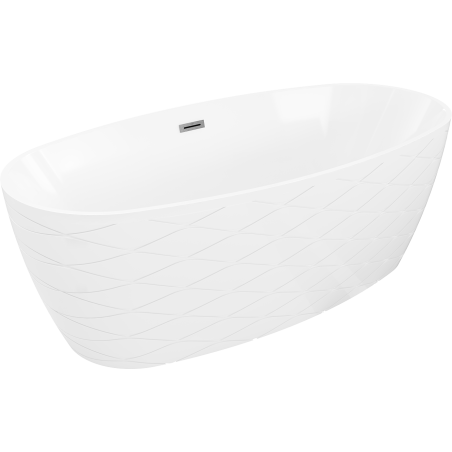 Mexen Olea volně stojící vana vzor 170 x 80 cm, bílá, přepad gun gray kartáčovaný - 52821708000-66