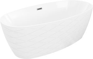 Mexen Olea volně stojící vana vzor 170 x 80 cm, bílá, přepad gun gray kartáčovaný - 52821708000-66
